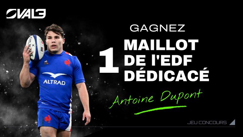 Dupont9A's tweet image. Découvrez tout le potentiel du projet @Oval3_game !💥
Le jeu officiel de fantasy #rugby #web3!

Un maillot de @FranceRugby 🇫🇷 dédicacé à gagner! 👀

Pour jouer:
👉 Follow @Dupont9A &amp;amp; @Oval3_game
👉 RT ce tweet &amp;amp; Tag ton pote Rugbyman🏉

TAS: 15/11
Bonne chance 😊