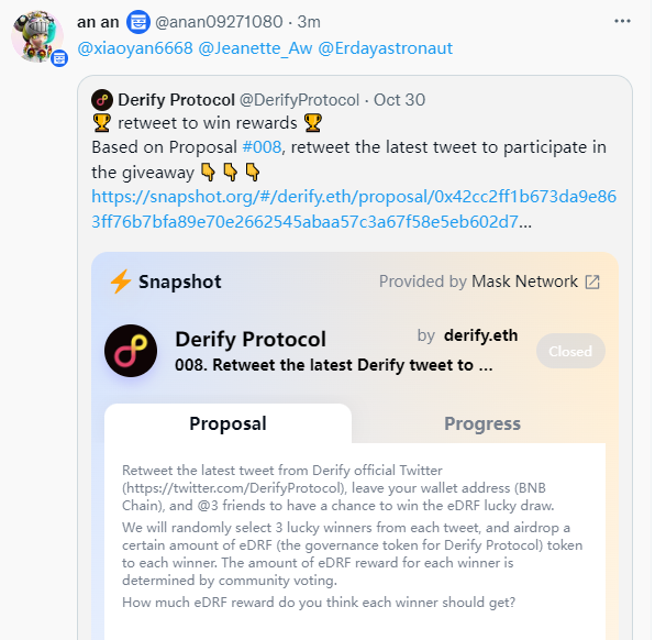 anan09271080's tweet photo. @DerifyProtocol 0x556e85AE6746582ac7FbA2BB83C71d271c08ce29 https://t.co/HdunuMFpQB