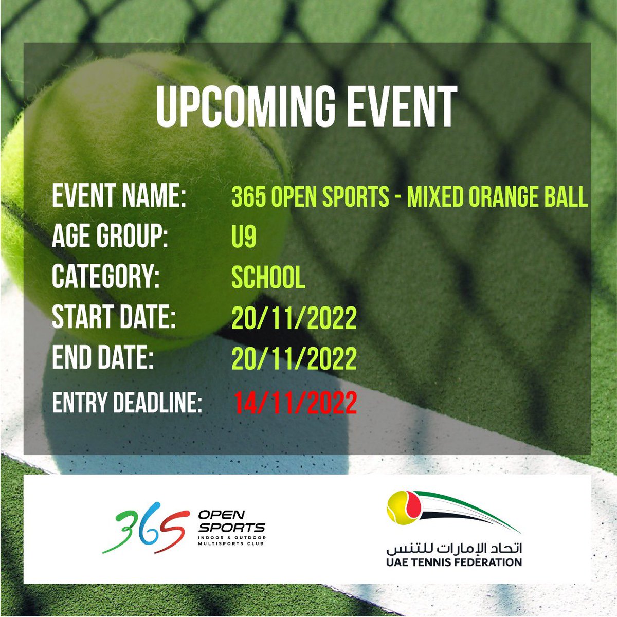 uaetf's tweet photo. Upcoming Event...

#uaetennisranking #uaetennisrankingtournaments 

#uae #uaetennis #uaetf #uaetennisfederation
#tennis #dubai #abudhabi #sport 
#tennisplayers #tenniscourt #tennisvideo #tennisgirls #tennisboys
 #sportdubai #uaesports #tennis🎾
 #dubaitennis  #abudhabitennis https://t.co/P5TtXTAEiV
