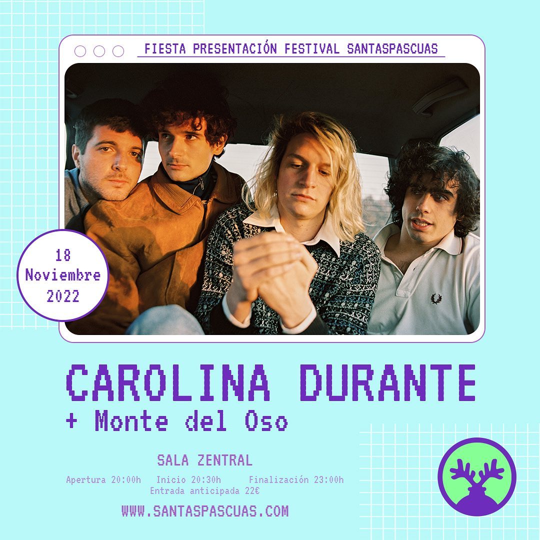 El próximo viernes 18 de noviembre os esperamos en la fiesta presentación con #CarolinaDurante y trío power pop @montedeloso en el escenario de Zentral 🙌 🎟️Entradas en zentralpamplona.com