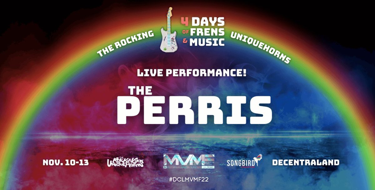 Preparing for <a href="/decentraland/">Decentraland</a> Metaverse Music Festival 2022! #DCLMVMF22 

And we have double header!

🎟️ Tomorrow, Friday 11th 
At the #TRUBandRoom STAGE <a href="/Uniquehorns_nft/">TRUs - The Rocking Uniquehorns NFT</a> 
Event link: bit.ly/THEPERRiSTRU

🎟️ Sunday 13th
At @the_BeatBlox STAGE (soon we'll share more information)