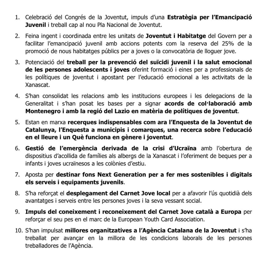 🥰Acaba la meva etapa com a Directora General de l’Agència Catalana de la <a href="/joventutcat/">Joventut</a> . Ha estat un any i mig molt intens, profitós i de treball conjunt amb gent bonica que m’atreveixo a resumir en 10 punts estratègics.