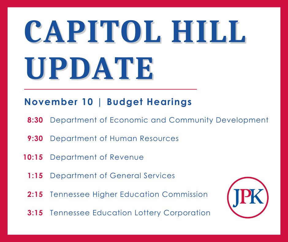 Today’s budget hearings will kick off at 8:30 a.m. CT. <a href="/GovBillLee/">Gov. Bill Lee</a> will be joined by the state’s COO <a href="/brandonogibson/">Brandon Gibson</a>, <a href="/TNDeptofFandA/">TN Dept of F&A</a> Comm. <a href="/JimBrysonTN/">Jim Bryson</a> and State Budget Dir. David Thurman to review budget proposals from cabinet-level agencies. WATCH: sts.streamingvideo.tn.gov/Mediasite/Chan…