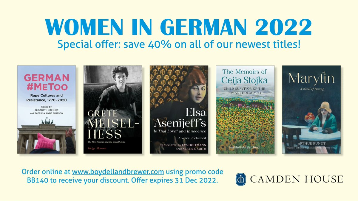 This year's <a href="/womeningerman/">Women in German</a> conference starts today in beautiful #Portland. While we weren't able to exhibit this year, you can still receive 40% off all our latest titles by ordering directly on our website, using promo code BB140 at checkout! #WiGerman22 boybrew.co/3tegngq