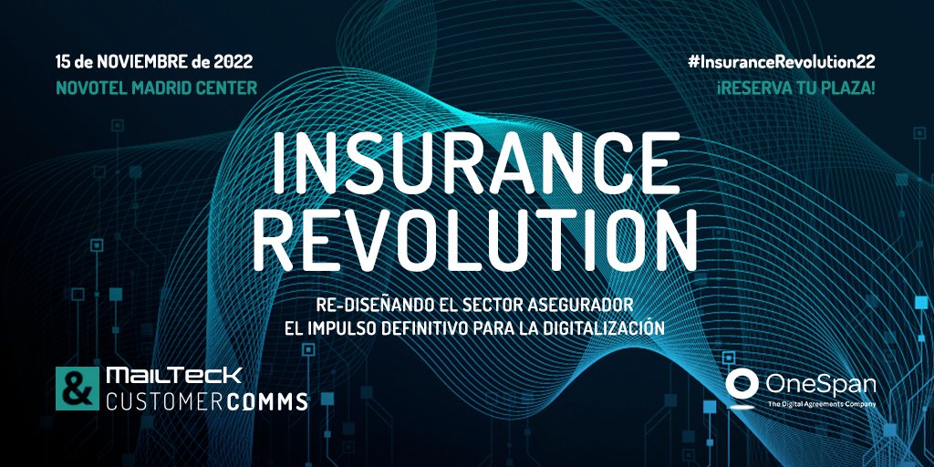 El próximo martes, 15 de noviembre, estaremos en la 9ª edición del #InsuranceRevolution organizado por <a href="/iKN_Spain/">IKN_Spain</a>. Como sponsor del evento, junto a <a href="/OneSpan/">OneSpan</a>, contaremos con un stand y participaremos en una mesa redonda. ¿Nos vemos?customercomms.com/blog/noticias-…