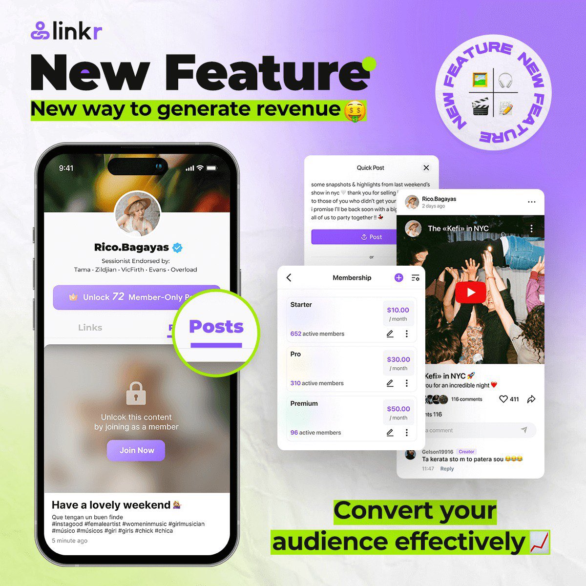 LinkrBio's tweet photo. Check out our new Feature: Posts! 🥰🥰🥰

Perks:
1. Create paid content in different types (Image, Blog, Video, or Audio)
2. Stratify your audiences and improve the conversion
3. Gain more subscribers

Only on Linkr, don't miss out!

Click here: 
https://t.co/aaRRIMdNsq https://t.co/5zX31tm0vi