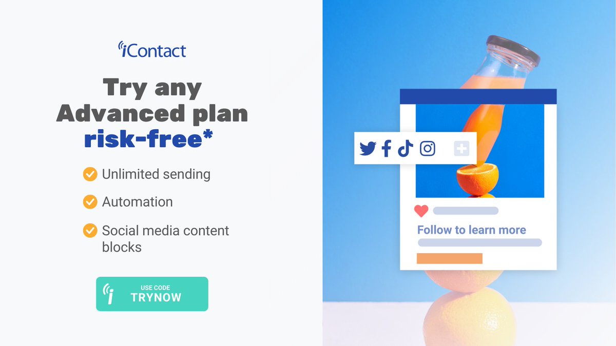 iContact's tweet photo. 🚨LAST CHANCE!🚨 

With email marketing services from iContact, it’s as easy as 1-2-3! ✅
See for yourself with our risk-free* trial.

Sign up today and start sending within minutes📲 https://t.co/crgChY6J2S

*Terms &amp; Conditions apply.
#iContact #Marketing #RiskFree #FreeTrial https://t.co/M6Nv3dWUNZ