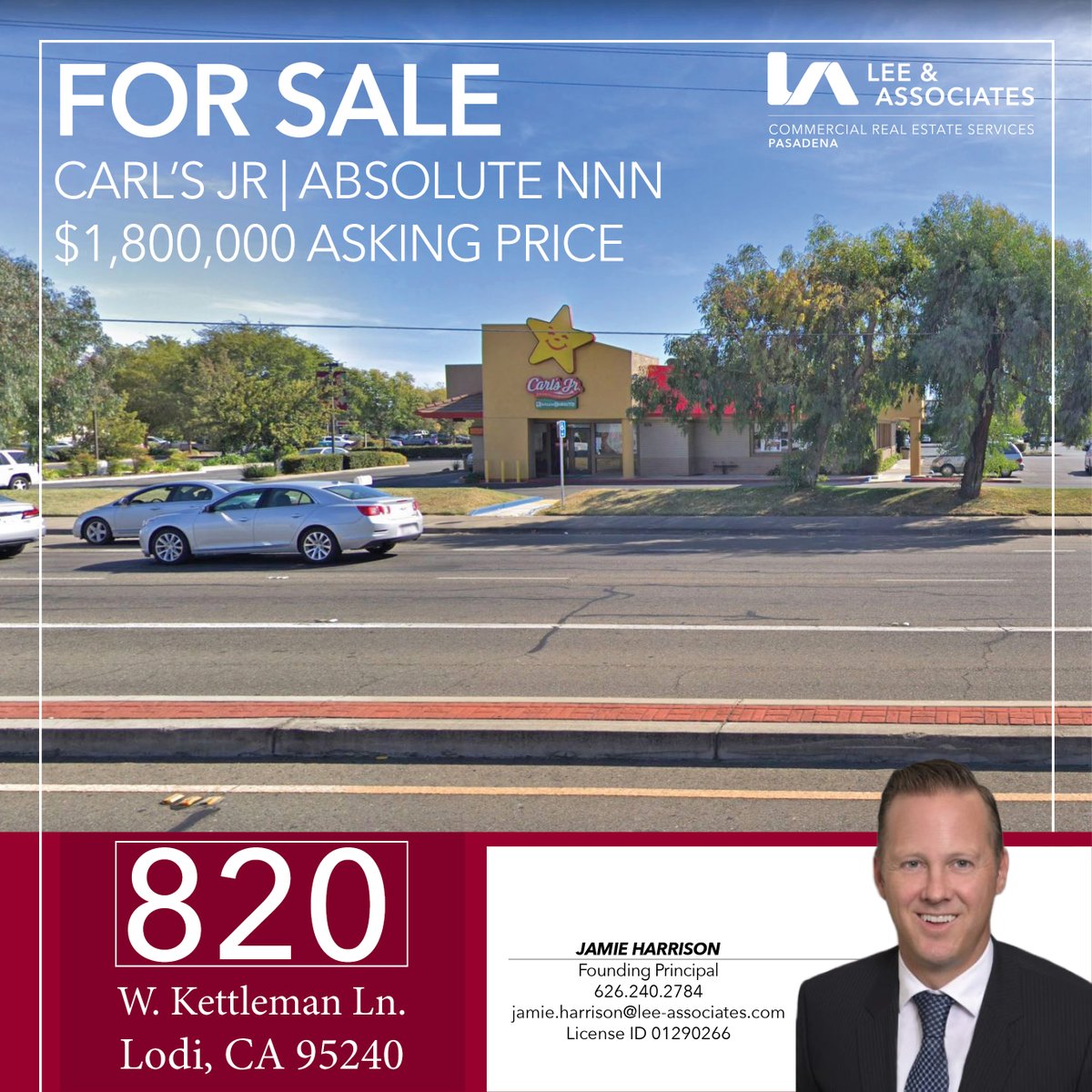LeePasadena's tweet photo. Lee & Associates - Pasadena has #forsale a ±4,002 SF building at 820 W. Kettleman Lane in #Lodi. Significantly below market rent with a cap rate of 3.99%. Call Jamie Harrison for details.
#leepasadena #leeassociates #leecre #cre #commercialrealestate #realestate https://t.co/6RfCIWpkKB