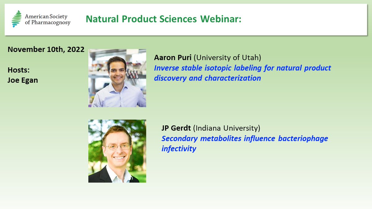 It's not too late to register for the ASP Webinar today with @awpuri and @jp_gerdt. Registration closes at 3:00pm Eastern. Hosted by @__Joe_Egan__ . #ASPWebinar #naturalproducts pharmacognosy.us/natural-produc…