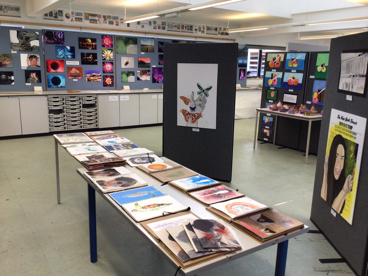 On this grey day, I am reflecting back upon our summer exhibition. Previously unable to tweet these images due to exam board restrictions, but now the time has come to celebrate the wonderful showcase of work, including a piece of art made by every student in the school!