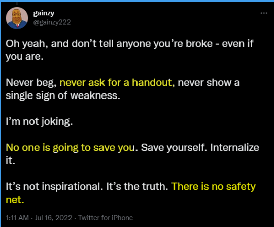 Hbomberguy's tweet photo. Cryptobros will walk off a cliff in the name of freedom, then ask why the government won't build a trampoline made of money at the bottom https://t.co/i6HtHZntc9
