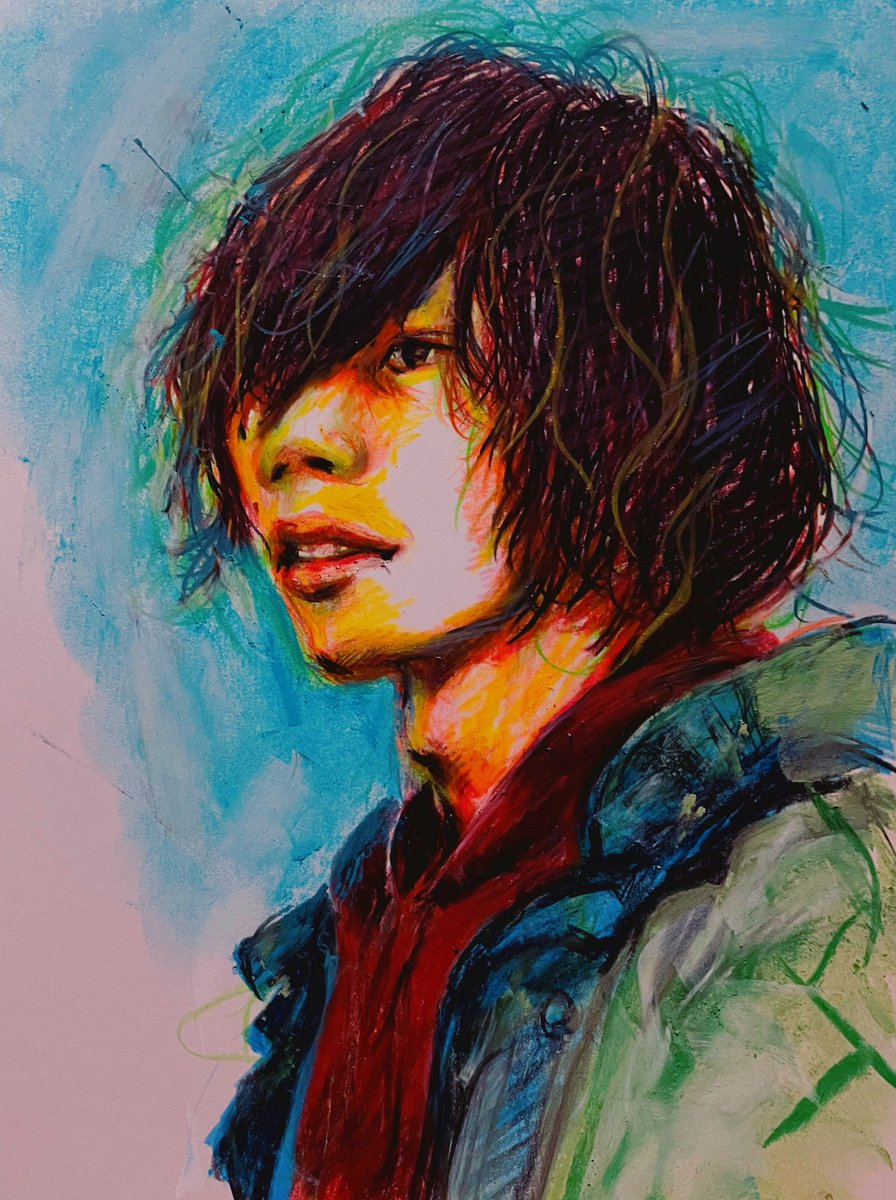 パステル画　人物画　絵画　「Be Near Me」 パステル画 人物画 ②