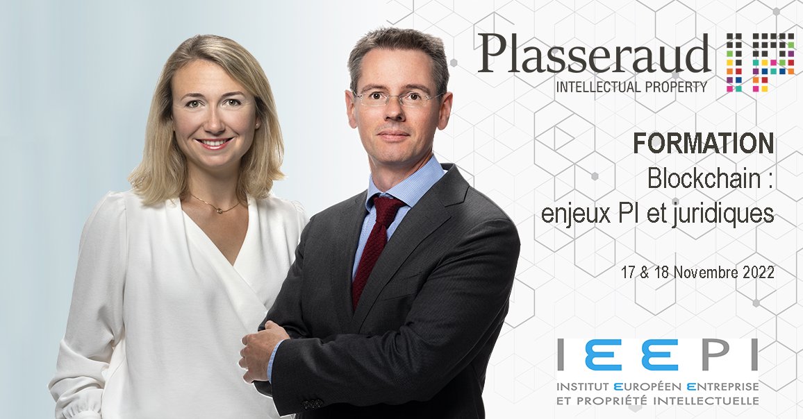 📝 [#Formation] Fabrice Bircker, Responsable de Plasseraud IP Internet et Data, et Camille Dupuch Minard, CPI, dispenseront la formation « Blockchain : enjeux PI et juridiques » organisée en ligne par l’<a href="/IEEPI/">IEEPI</a>, les 17 et 18 novembre.

📍 Pour s’inscrire : bit.ly/3hxjBsI