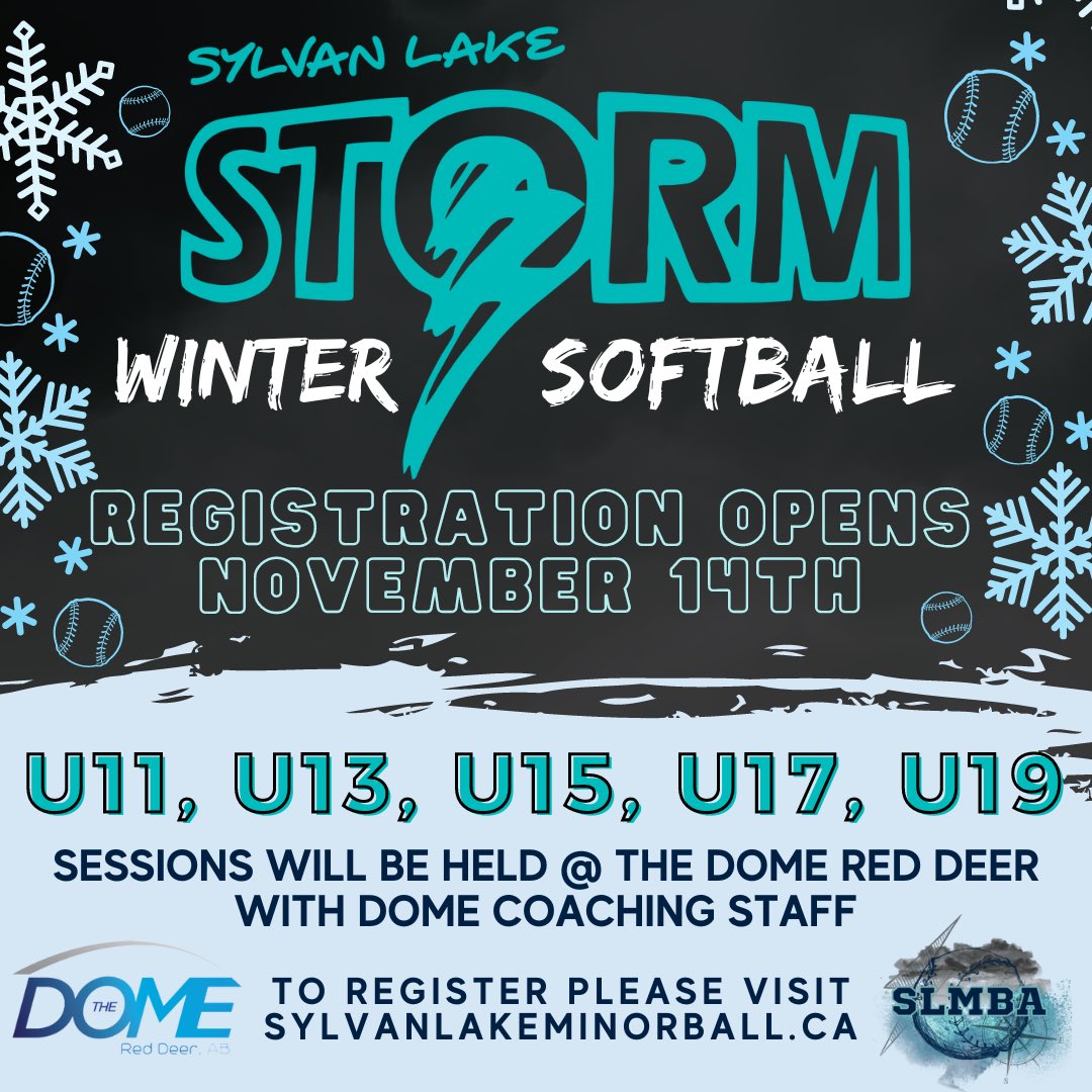 🥎❄️ NEW!! - Winter Softball Program Information❄️🥎 >>>>> sylvanlakeminorball.ca 

#sylvanlakestorm #slmba #sylvanlakeminorball #softball #thedomereddeer