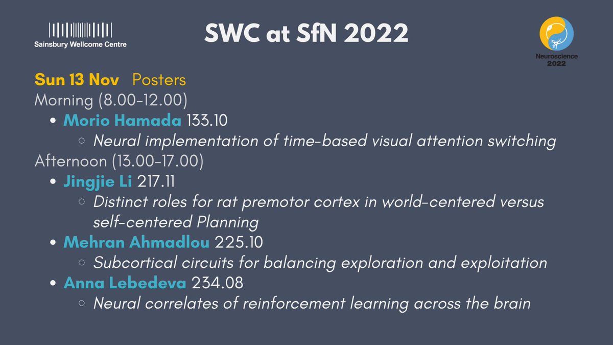 SWC (@swc_neuro) on Twitter photo <a href="/SfNtweets/">Society for Neuroscience (SfN)</a> Today’s #SfN22 poster session features SWC researchers Morio Hamada, Jingjie Li, Mehran Ahmadlou, and Anna Lebedeva (<a href="/neurvanna/">Anna Lebedeva</a>): <a href="/SfNtweets/">Society for Neuroscience (SfN)</a> Today’s #SfN22 poster session features SWC researchers Morio Hamada, Jingjie Li, Mehran Ahmadlou, and Anna Lebedeva (<a href="/neurvanna/">Anna Lebedeva</a>):