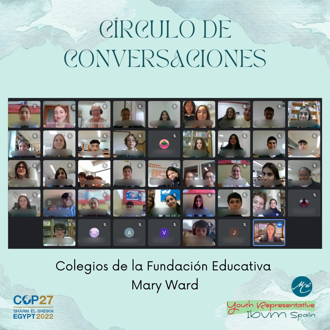 femaryward's tweet photo. 🌍Con motivo de la #COP27, el martes celebramos un evento con nuestros 8 colegios organizado por la Youth Representative #IBVM Spain en #ONU, trabajando cómo luchar contra el #cambioclimático con nuestro alumnado.
#SomosLuzParaBrillar #JPIC #PactoEducativoGlobal @IBVM_Irlandesas https://t.co/4XLx62Sc3x