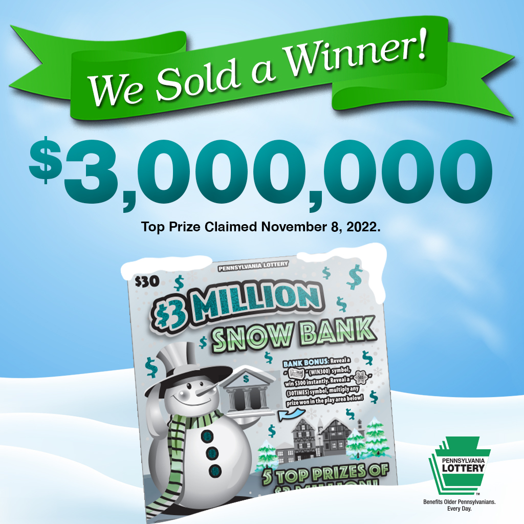 Two top Scratch-Off prizes, one from Millionaire Bucks and the other from $3 Million Snow Bank, were recently claimed! Check out the details here: bit.ly/32iYu2E #PALottery #PALotteryWinners #KeepOnScratchin