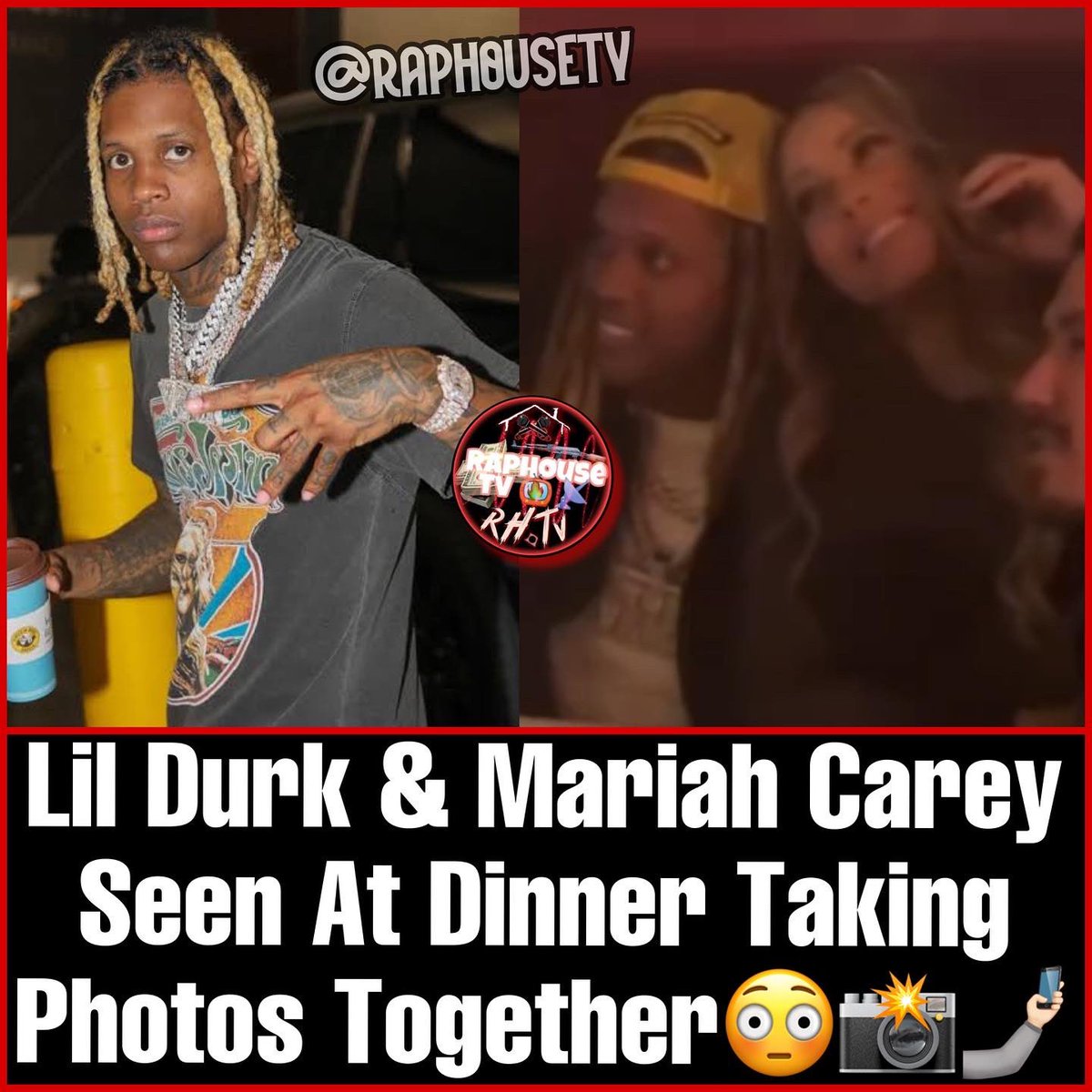 raphousetv2's tweet photo. Lil Durk &amp; Mariah Carey Seen At Dinner Taking Photos Together😳📸 https://t.co/0qVPTTeORR