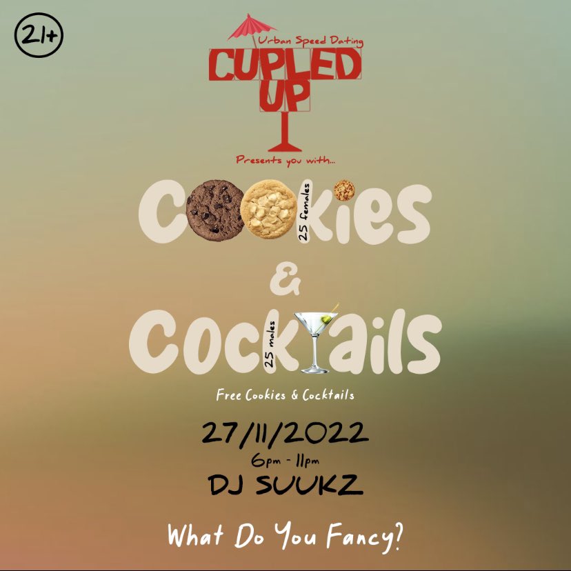 cupledup's tweet photo. CUPLED UP is back 🍸
Sign Up Now for Tickets 🎟

Get ready for another date night 
25 males 
25 females 

27/11/2022
#quickconvos&amp;cocktaiks
@djsuukz

Link in bio ❤️ https://t.co/gycjub0rkN
