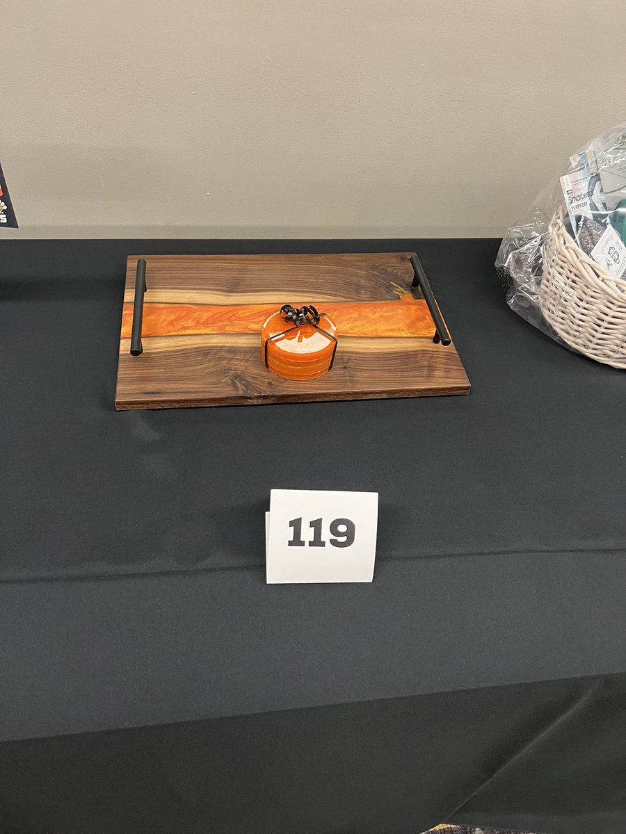 Fun evening with friends last night  supporting the essential work <a href="/TheFoodBankMO/">The Food Bank</a> provides to our community. And thankful to my dad for using his woodworking talent to support the cause with a beautiful silent auction item.
