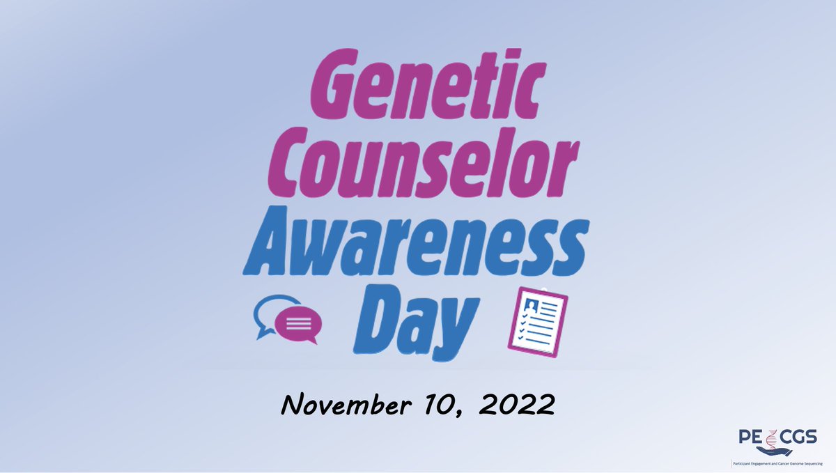 Join us in celebrating Genetic Counselor Awareness Day today, November 10, alongside <a href="/GeneticCouns/">Genetic Counselors</a>! Genetic counselors are important members of the <a href="/PECGSnetwork/">PE-CGS</a> and we greatly value their contributions to the Network’s research.
