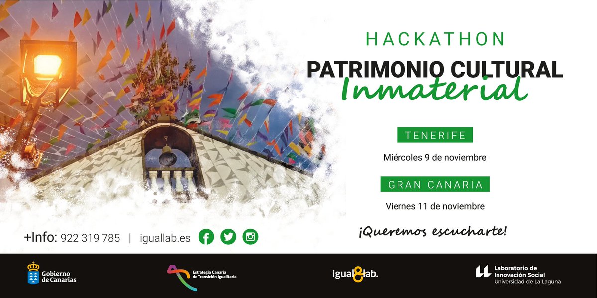 IgualLab's tweet photo. 💚¡Muy felices de la acogida de #HackathonPCITenerife ayer en la @ULL!
📢#IgualLabPatrimonio celebra mañana el #Hackathon en @ULPGC. Si no quieres perdértelo➡️https://t.co/5PdBcz7ci9
👀Muy pronto en redes las 📸 del evento.
@SocialGobCan @LabINS20 https://t.co/rZZxM7wLwP