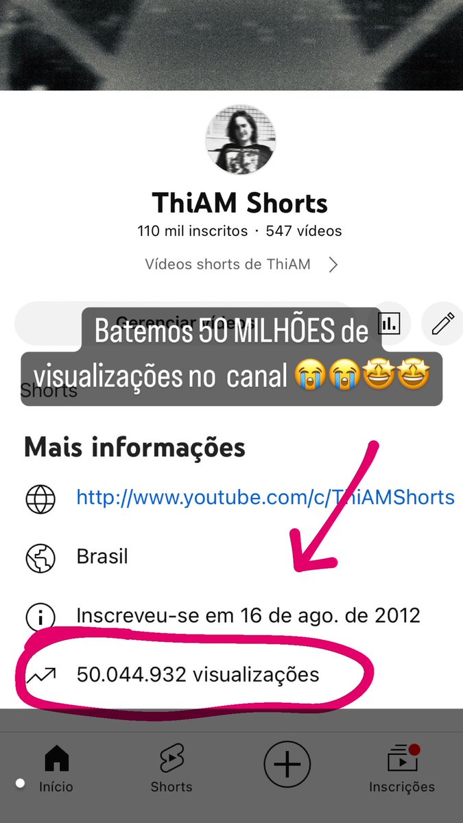 thiam_art2's tweet photo. Aaah meu canal bateu 50 MILHÕES DE VISUALIZAÇÕES 😭🤩 https://t.co/TQ7qwyfA7j