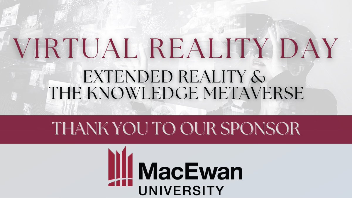 elixrsim's tweet photo. Our #VirtualReality Day event is being made possible by sponsorship from our friends at @MacEwanU.
Thank you MacEwan for your support & for making this event a (very immersive) reality! 👏
More info, including registration: https://t.co/ZyQOVNgNrn
#XRVR #immersivetech https://t.co/QTRIaGFAgj