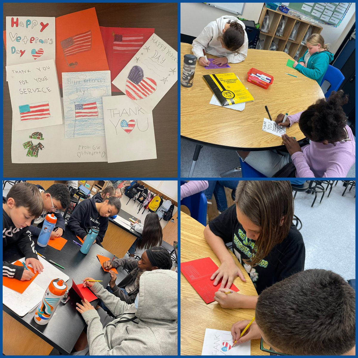 6th grade historians wrote thank you cards to our veterans ❤️🇺🇸 #thankaveteran @alongo_wh <a href="/WHGWashington/">WHGW</a> <a href="/WhufsdRams/">Ram Pride</a>