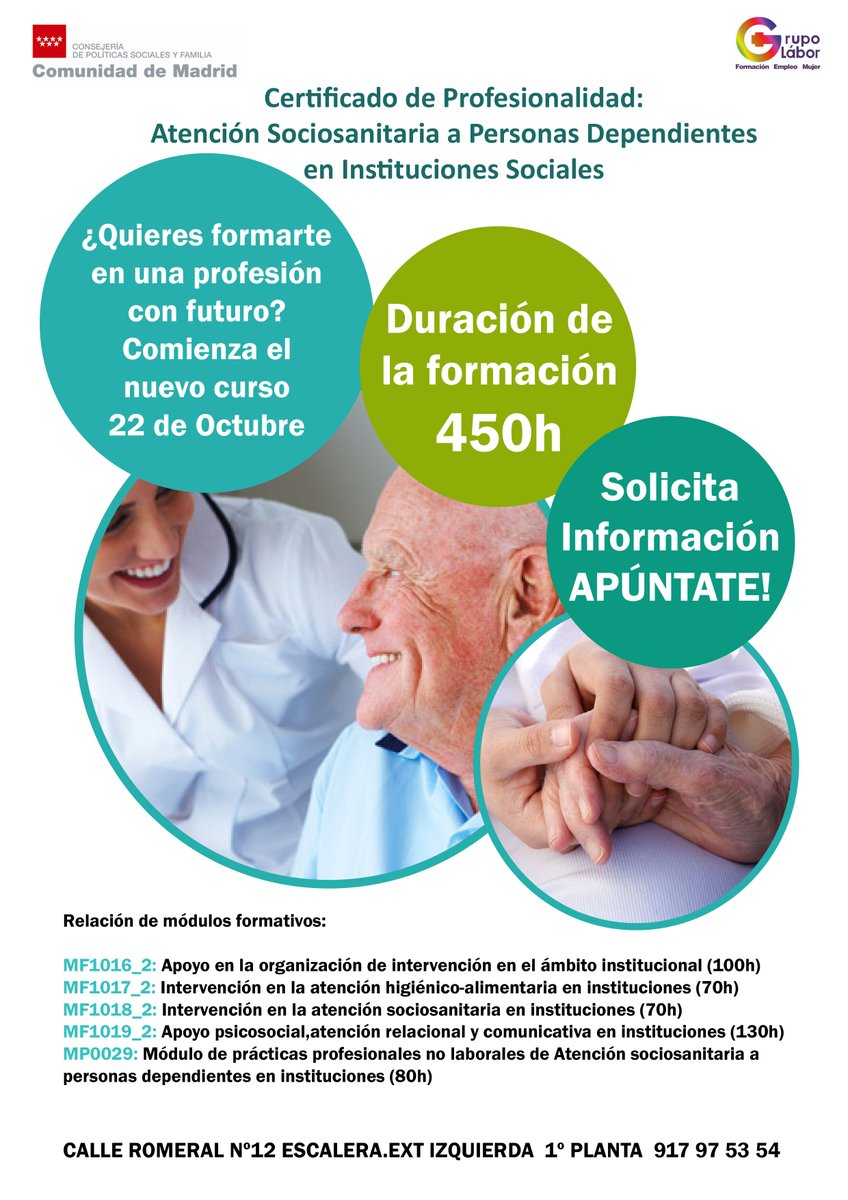 Gracias a #consejeriadepoliticassocialesyfamilia por apoyarnos en nuestros proyectos. #certificadodeprofesionalidad #2018