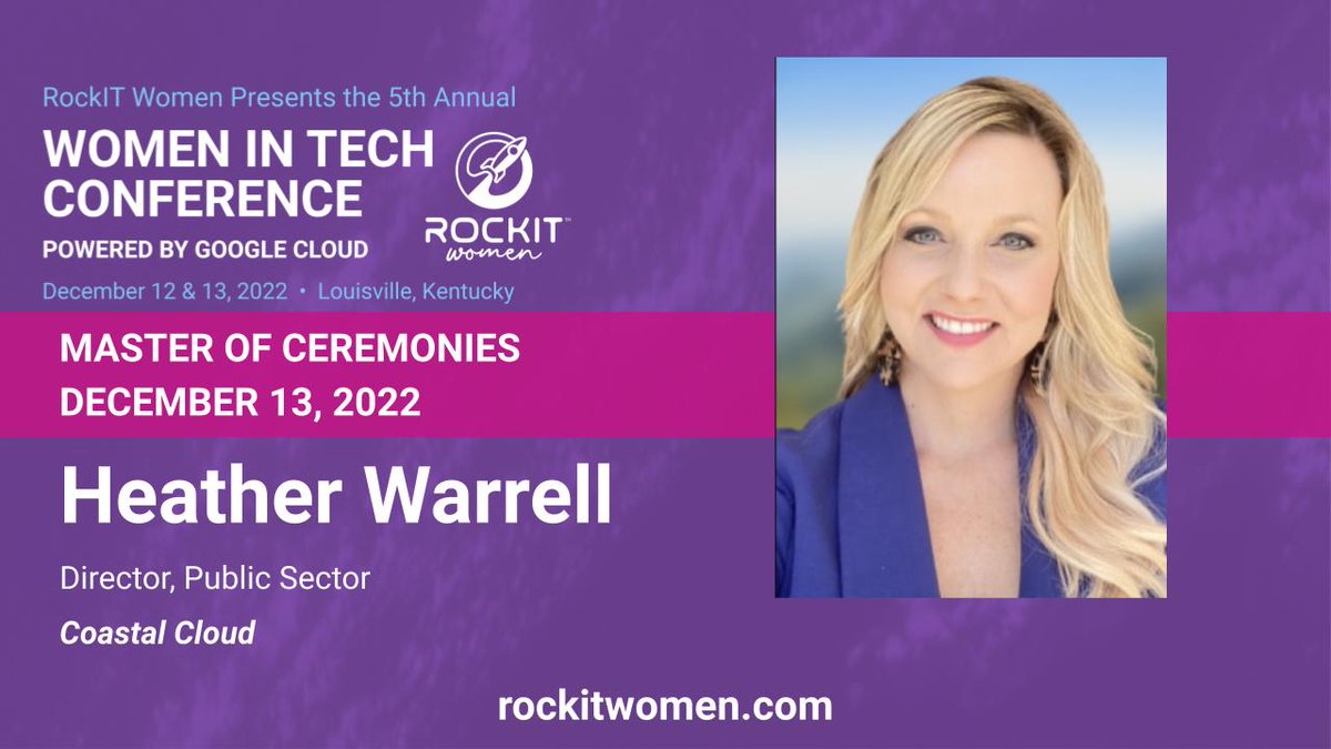 "I'm extremely honored to support a cause that unites, empowers, and celebrates women in tech. Looking forward to emceeing this event for a second time on December 13th." <a href="/heatherwarrell/">Heather Warrell</a> <a href="/CoastalCloud_US/">Coastal</a>.  Learn more at rockitwomen.com/wit-conference
