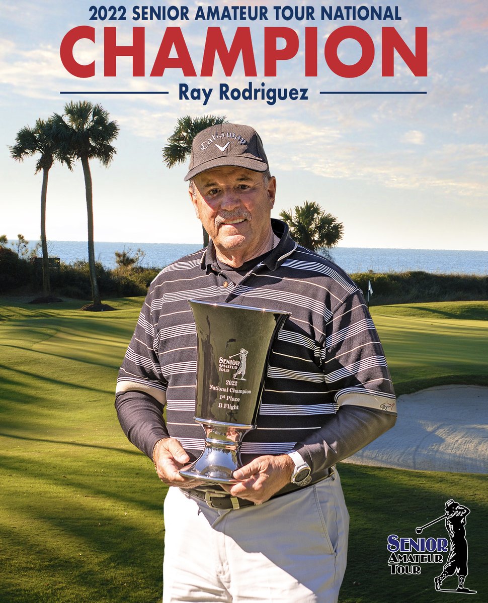 SeniorAmTour's tweet photo. Q: Who fired a two-day total of 79-81--160 to take home the trophy in the B Flight at the 2022 Senior Amateur Tour National Championships?
A: Ray Rodriguez from the Orlando Senior Tour https://t.co/9Cxy6A8tcu