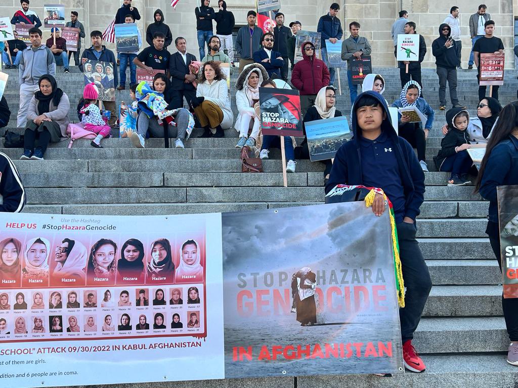 Nowrozak's tweet photo. #StopHazaraGenocide protest held at State Capital Building in Lincoln, Nebraska. October 16, 2022. https://t.co/Mis7s8TbZG