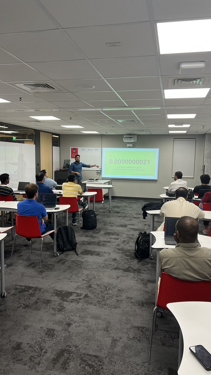 AWS UG Dubai #Serverless Workshop Meetup #25 at <a href="/MurdochUniDubai/">Murdoch Dubai</a> by <a href="/husynraj/">Husyn (Hussain Mansoor)</a> ☁️ #AWSusergroups #AWSLambda #Dubai #UAE 
<a href="/anaskhattar/">Anas Khattar</a> <a href="/_cloudranger/">Faz</a> <a href="/mirabeladd/">Mirabela</a>