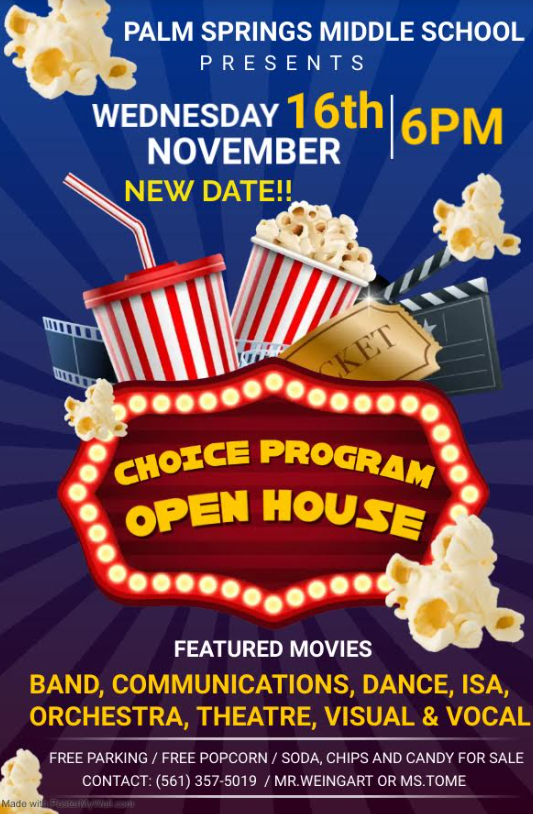 pcosme1908's tweet photo. RESCHEDULED: Our awesome #ChoiceOpenHouse @palmspringsms is still happening...just next Wednesday!!!
Same time, same place, NEW date- we can't wait to show you all our awesome school has to offer YOU! #TheBESTStingrayChoice
For Q's reach out to @PSMSdance & @WeingartMarty. https://t.co/h0Q1hmmIaD