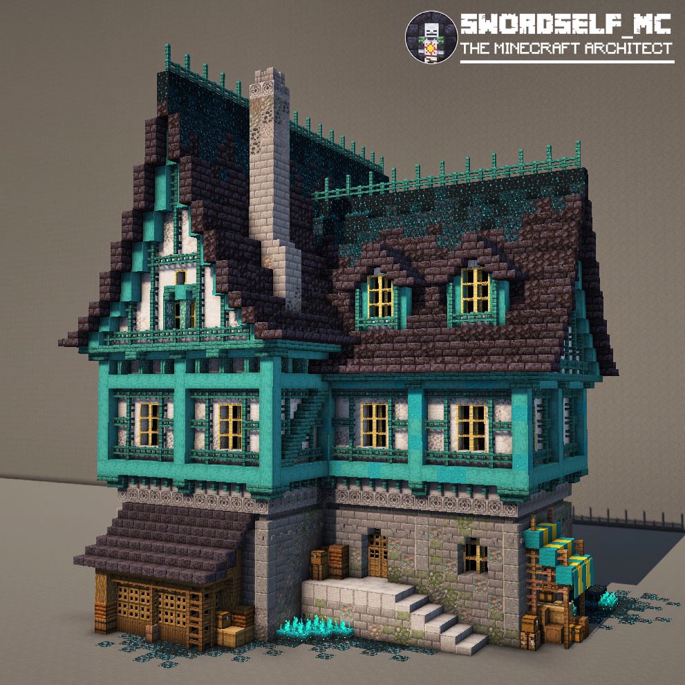 Swordself_MC's tweet image. Warped Tudor house 🏡 
——————————————————
#Minecraft #Minecraftbuilds #minecraft建築コミュ #Minecraft軍事部 #マインクラフト