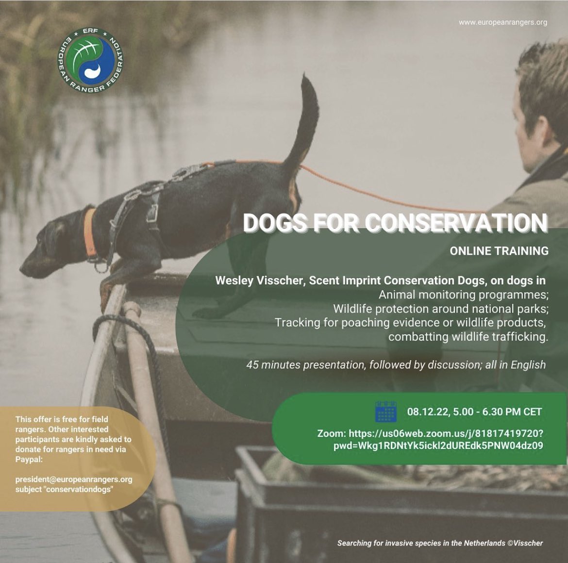 Dogs and their extraordinary sense of smell can be a real asset in nature conservation and thus in #rangerlife. If you want a deeper insight, join our online training  on 8 December!

Click on the link for more information and the access link europeanrangers.org/event/online-t…