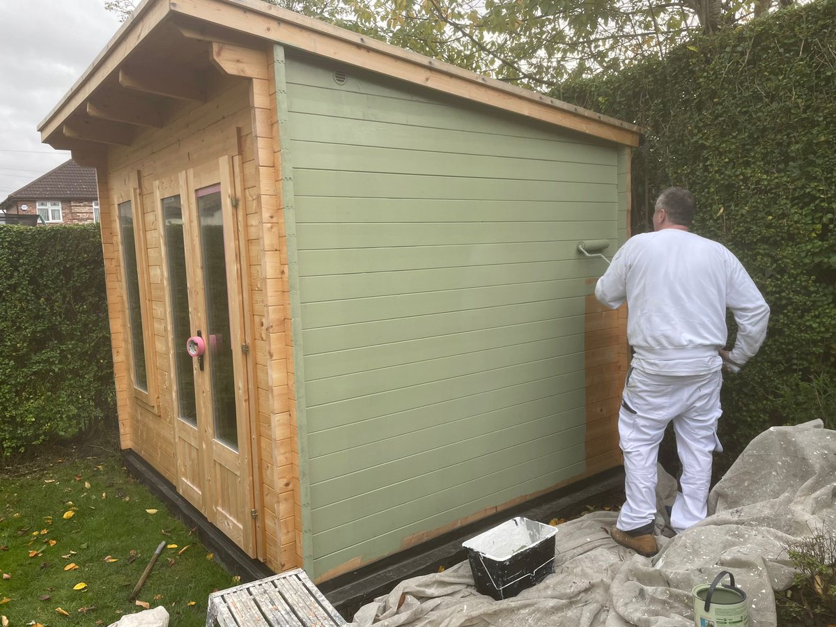 Shed painting underway! 

.
Brand: Cuprinol sold at <a href="/duluxuk/">Dulux UK | Colour & Inspiration</a> 
Colour: Willow Green

.
#liverpoolpaintingcompany #cuprinol #willowgreen #dulux #duluxtrade #liverpoolpainters #liverpoolpaintersanddecororators #merseysidepainter #merseysidepainteranddecorstors #paint #externalpaint