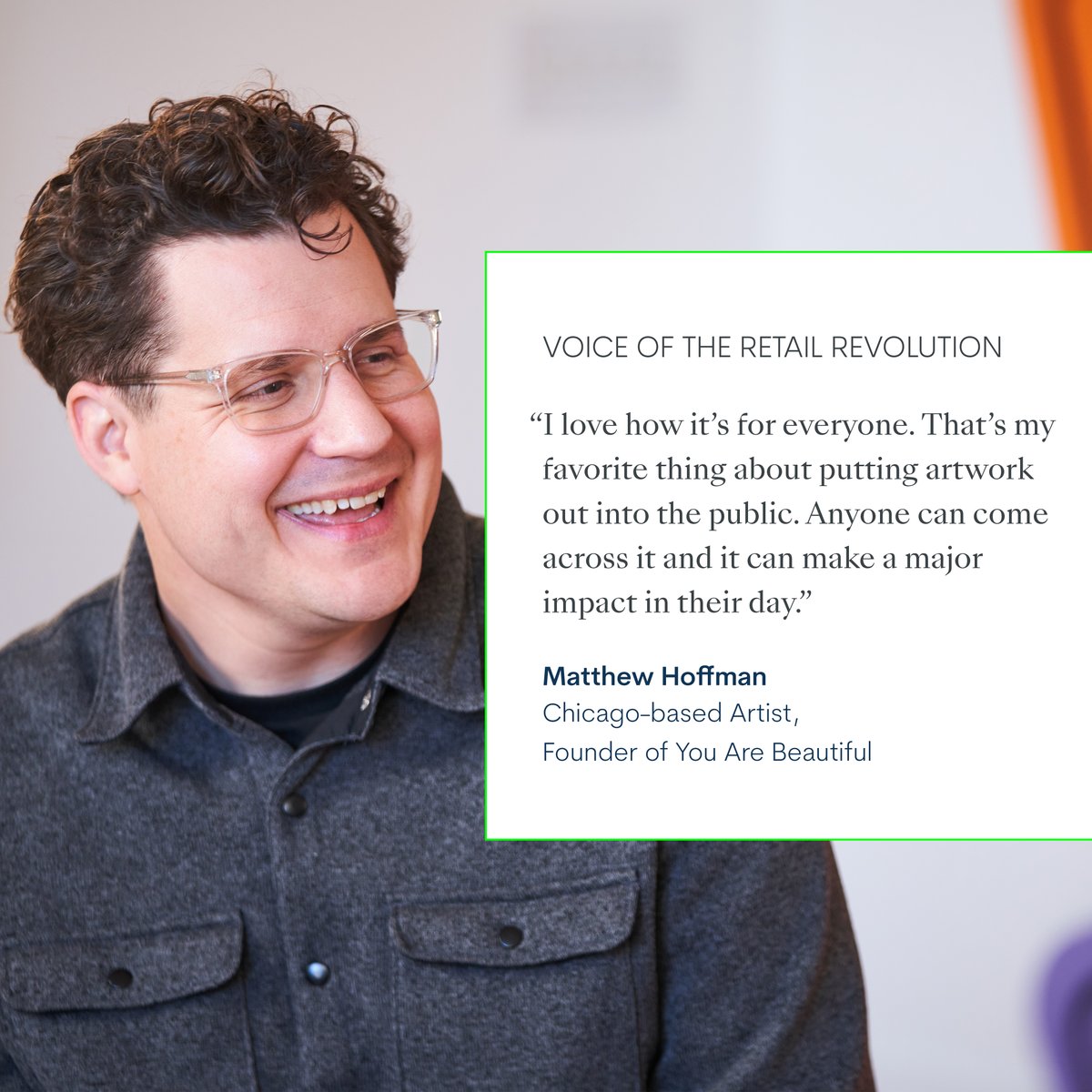In the latest installment of our Voice of the Retail Revolution webinar, “A Beautiful Vision: Connecting Communities with Dynamic Installations,” Chicago public artist Matthew Hoffman talks about the power of public art. 

Watch now: spr.ly/6015Matdz
