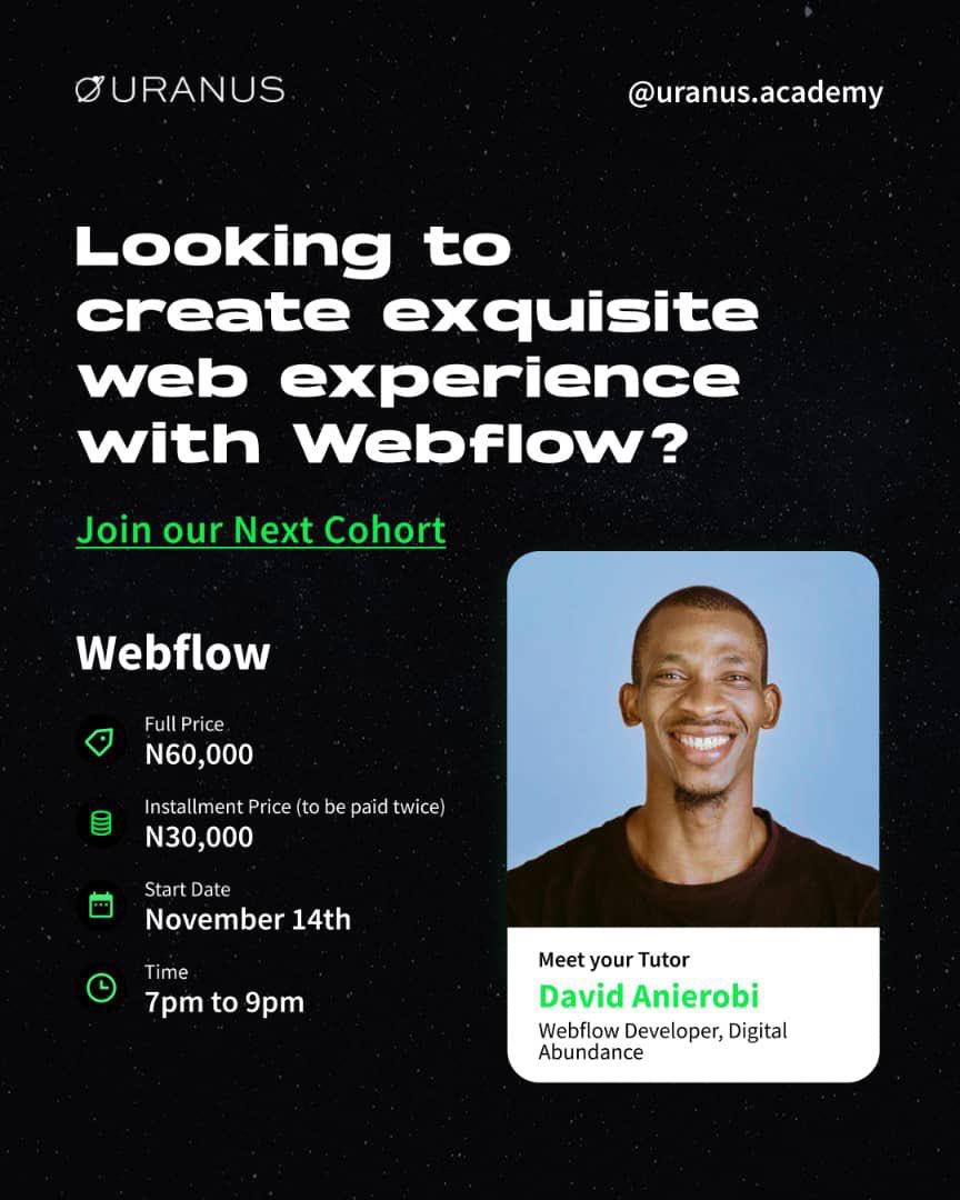 iamDavemarz's tweet image. Since it’s #nocodeconf week, let me share this. 😎

A lot of people want to get into tech or switch career to tech but most of the times, they don&apos;t have knowledge and guidance on how to go about it

If you are in these category, Let me introduce you to Uranus Academy.