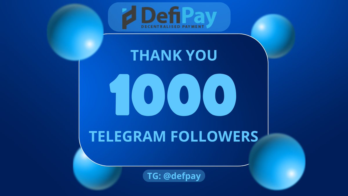 Today we passed 1000 followers in our Telegram group. Thank you all very much! Later we will post details about Pinksale presale!
Also, there is less than 24hours to the end of Private Sale, so join now and get DPAY token at much better rate. 

JOIN HERE: defpay.net/ico/register