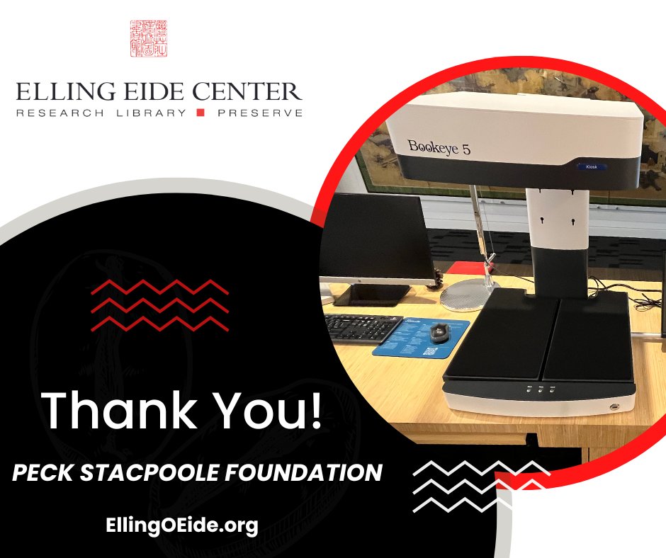 We are thrilled to welcome a new high-end book scanner to the Elling Eide Library! Thank you to Lawrence L Reger and the Peck Stacpoole Foundation for making this possible! We appreciate your support and generosity!

EllingOEide.org