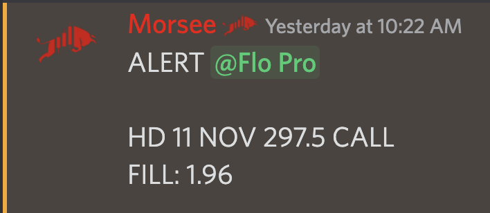 SoFloTrading's tweet photo. Alerted on Tiktok Live and mentioned on @gurgavin Twitter Space this morning, here's the play I am in. 

Another day, Another 💸

Thank you $HD https://t.co/prrbqt2i1v