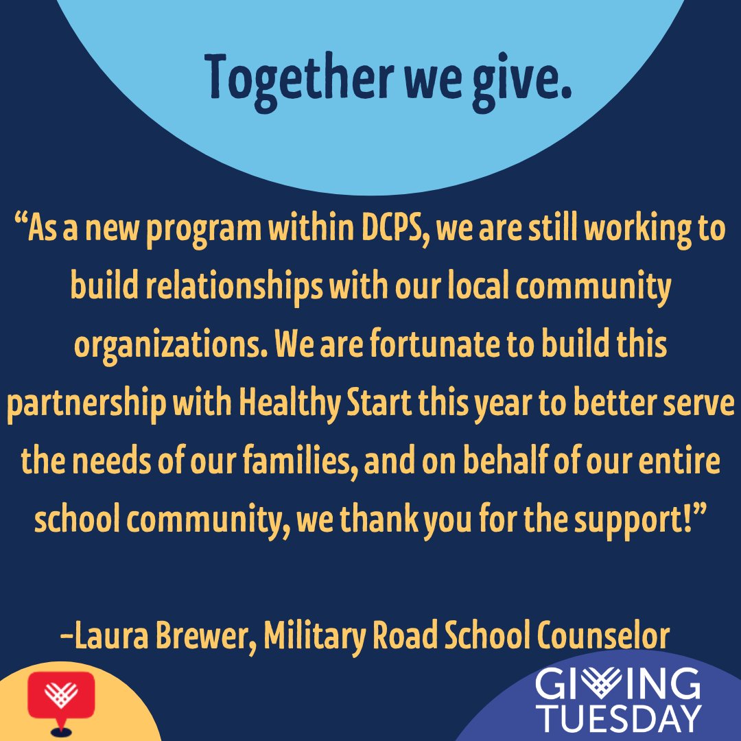 One of our goals is to build relationships within our local community. 🤝 We are so excited to have a new  <a href="/dcpublicschools/">DC Public Schools</a> partnership this year through <a href="/MilitaryRoadELC/">Military Road Early Learning Center</a> where we are currently distributing meal kits. #savethedate for this year’s #GivingTuesday - November 29