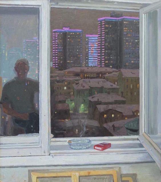 Post-Soviet visual. "My Window" painting by Andrey Dareev, Russia,  2013