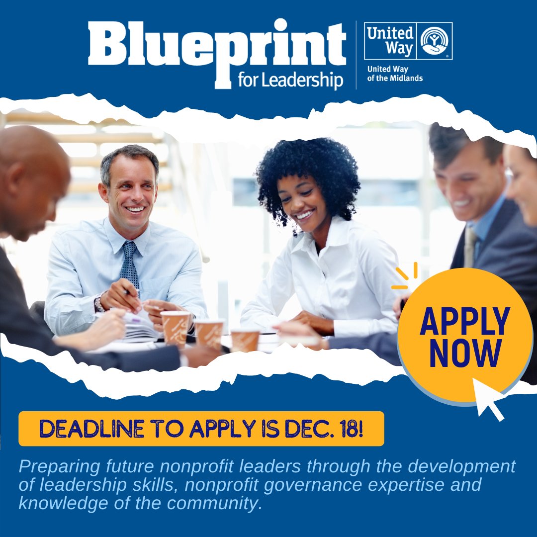 UWMidlands's tweet image. Born to lead? Jumpstart your path to community change with Blueprint for Leadership, a unique program to prepare diverse individuals for service in the nonprofit sector.⚖️
➡️ Apply by Dec. 18 at uway.org/blueprint.

#liveunited #communitychange #changemake #bethechange