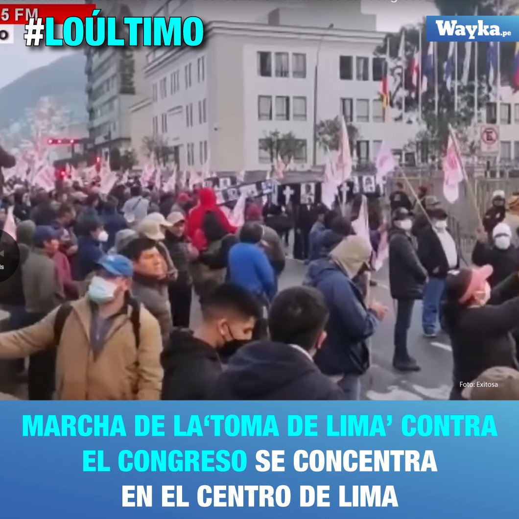 WaykaPeru's tweet photo. 🚨#AHORA | Desde tempranas horas de este jueves 10 de noviembre, ciudadanos convocados por la movilización 'Toma de Lima' se concentran en el Centro de Lima y los exteriores del Congreso de la República. Entre sus demandas está el cierre del Congreso y una nueva Constitución. https://t.co/jAUnceBeeY