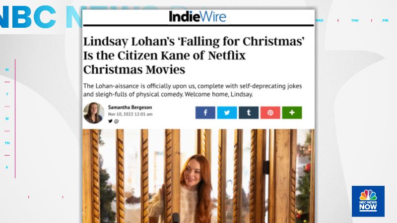 ShawnReynolds_'s tweet photo. IndieWire calls Lindsay Lohan's first starring role in almost 10 yrs the "Citizen Kane of Netflix Christmas movies." 
@Carpedaryn joins @MorganRadford &amp; @VickyNguyenTV on @NBCNews Daily / @NBCNewsNow at 12:45p &amp; 1:45p on this &amp; Oscars buzz for Angela Bassett in "Wakanda Forever" https://t.co/GFXiK0LIMo