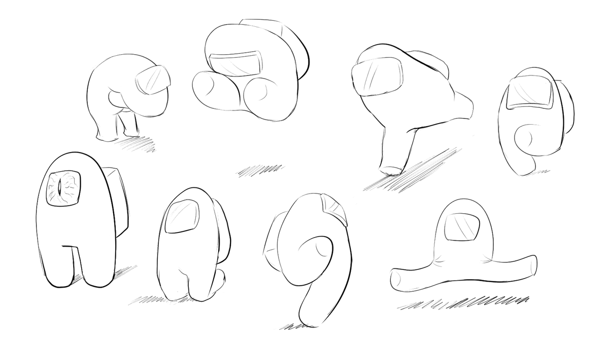 TekrelmArt's tweet photo. I've never played #AmongUs, but while I was having a hard time working on another piece, I started doodling these little guys. They're fun to draw, honestly. https://t.co/arUqDpOhNO
