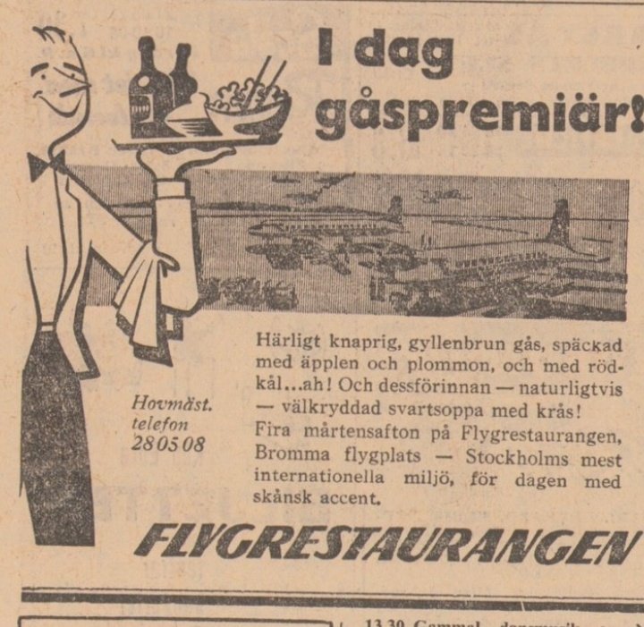 "I dag gåspremiär" #gammalreklam från 1957